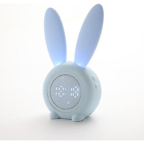 Réveil lapin mignon avec contrôle de la lumière, veilleuse et affichage de la température - Réveil enfant - Réveil LED créatif pour enfants - Réveil dessin animé (1/2)