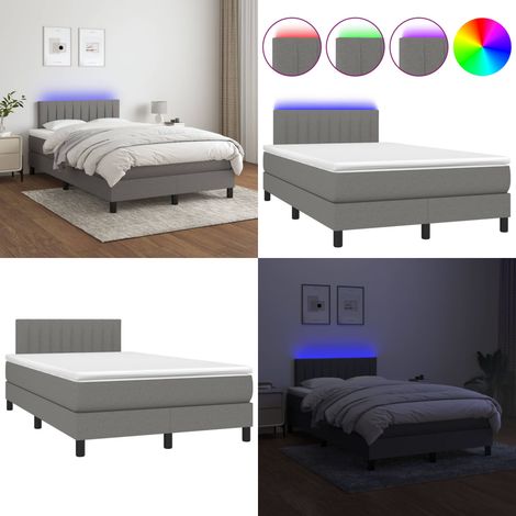 Boxspringbett mit Matratze & LED Dunkelgrau 120x200 cm Stoff - Boxspringbett - Doppelbett - Schlafsystem - Lattenrost - Bettrahmen - Home & Living (1/5)