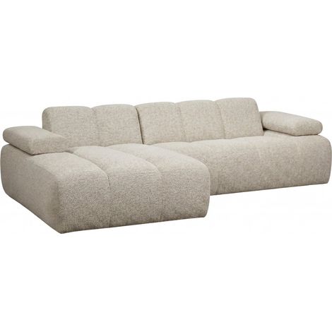 RAVELLO - Canapé d'angle tissu chenille 3 places Beige Gauche (1/5)