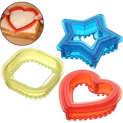 Cutter Sandwich - Press Sandwich - 3 Formes Étoile Cercle Cœur - PP Sans BPA - Lave-Vaisselle - 1 Pièce