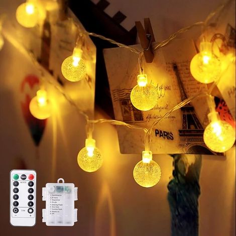 Guirlande lumineuse 10m 100LED boules, IP65 pour intérieur/extérieur, décoration Noël Halloween chambre jardin (Blanc chaud) [Classe énergétique A+++] (1/5)