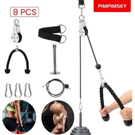 PIMPIMSKY Fitness Poulie Système de câble DIY Chargement Broche de Levage Triceps Machine Corde (1/4)