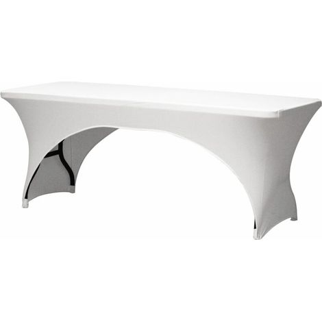Housse de table, nappe pour table de jardin, nappe elastique table rectangulaire, arquée, nappe table jardin, couverture spandex lavable, blanc, 180 x 75 x 74 cm (1/5)