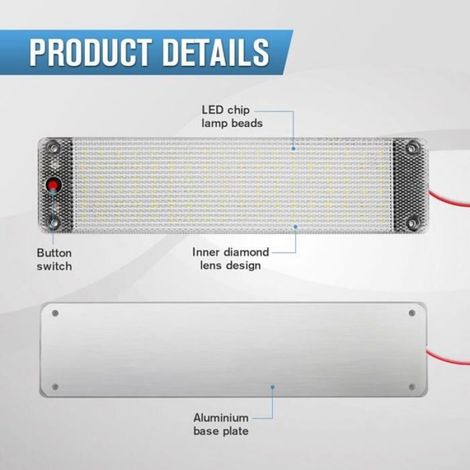 Lampe LED intérieure - - 108 LED - 12V à 85V - 12W - Interrupteur marche/arrêt - Durée de vie 50 000 heures (1/4)