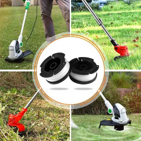 Bobine Fil Coupe Bordure pour Black et Decker Coupe-Bordures, 6 Bobine de Fil Debroussailleuse avec 1 Couvercle de Bobine et 1 Ressort