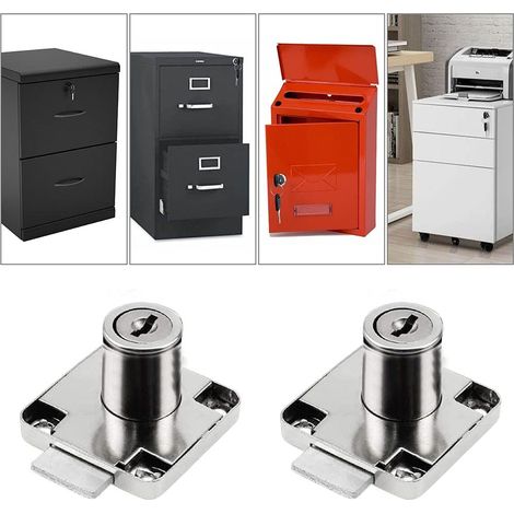 2 Pièces Blanc Verrouillage Push Lock Alliage de Serrure de Tiroir de Bureau Serrure de Meuble à Cylindre Utilisation pour Armoires Tiroirs Boîtes aux Lettres