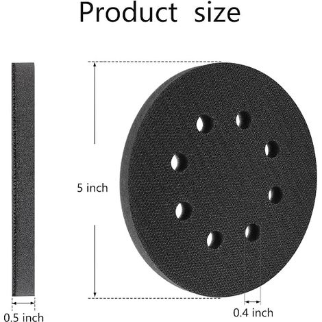 Lot de 2 Coussinets de ponçage enÉponge douce à 8 trous pour Ponceuse, Résistant aux chocs et à la réduction du bruit de Protection (125 mm) (1/5)