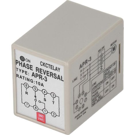 Contrôleur de protection contre l'inversion de polarité par relais de séquence de phase CKCTELAY pour moteur 10 A APR-3AC380 V (1/4)