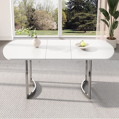 Tavolo da pranzo estensibile 140/180 x 80 cm in MDF, bianco DESVIAE (1/5)
