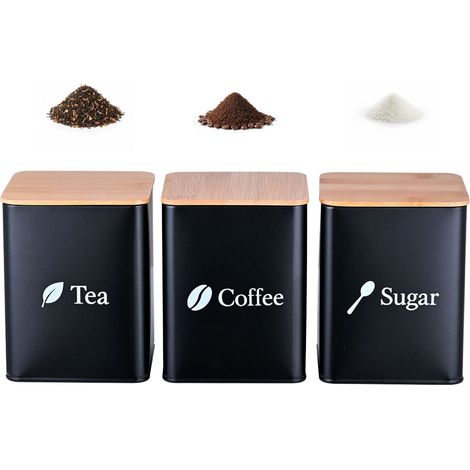 Barattoli per caffè, tè e zucchero - Set in metallo da 3 pezzi