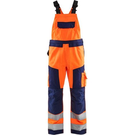 Cotte à bretelles haute visibilité Blaklader taille ajustable Orange / Marine 44. (1/4)