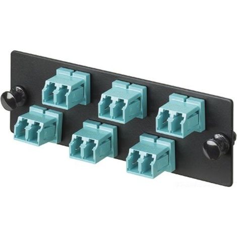 PANDUIT FAP6WAQDLCZ MULTI-MODE 6-PORT FIBER ADAPTER PANEL WITH ZIRCONIA CERAMIC SPLIT SLEEVE, AQUA (1/3)