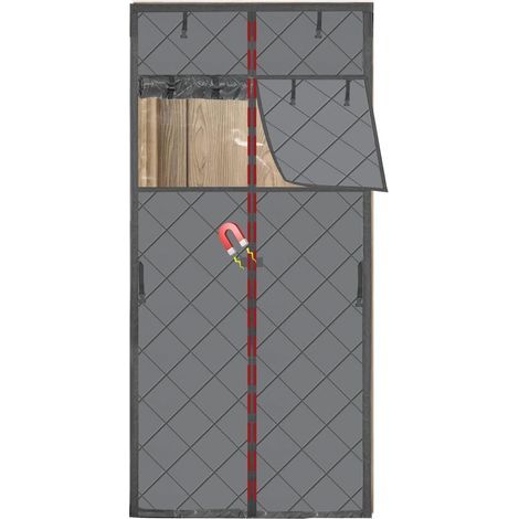 Tenda magnetica termoisolante per porta, realizzata in tessuto Oxford con spesso cotone impermeabile e finestra trasparente per la visualizzazione, antivento per mantenere il calore, insonorizzata (90 (1/5)