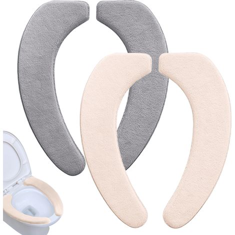 Lot de 2 Housse de siège, flanelle douce, mousse mémoire forme 1,5 cm, antidérapante, pour toilettes standard (1/5)