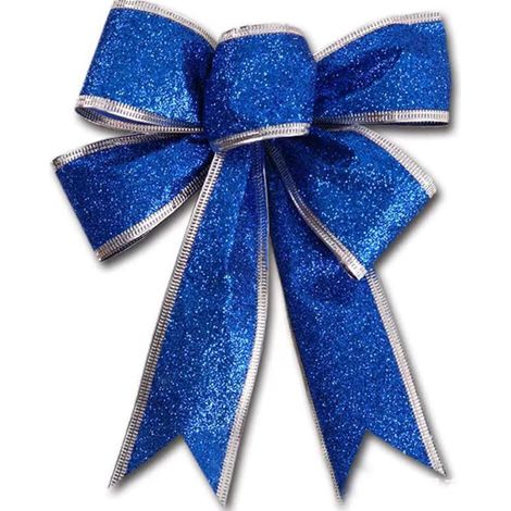Blaue Weihnachtsschleifen für die Außendekoration, große Glitzerschleife für den Weihnachtsbaum mit goldenem Glitzerrand für die Weihnachtstürdekoration, rot, 18 x 23 cm