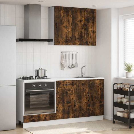 Ensemble de meubles de cuisine 5 pièces en bois d’ingénierie chêne fumé avec pieds réglables - PANGIVO (1/5)