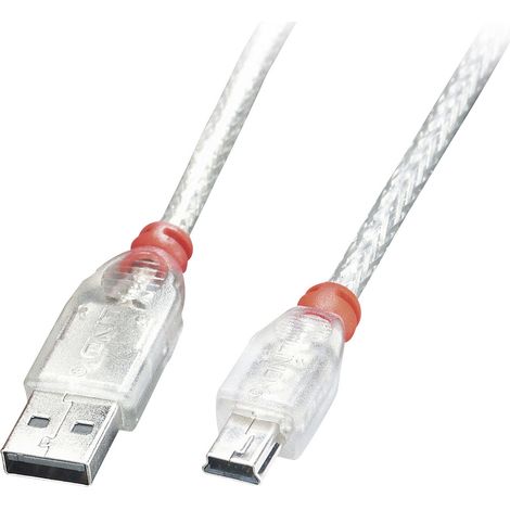 LINDY USB-Kabel USB 2.0 USB-A Stecker, USB-Mini-B Stecker 2.00 m Transparent 41783