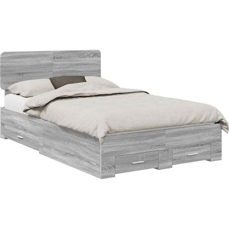 Estructura de cama con cabecera Gris Sonoma 135 x 190 cm vidaXL