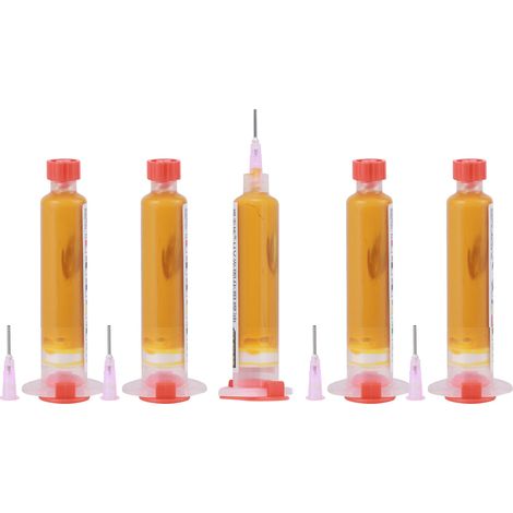 Lot de 5 tubes de vernis de protection UV (10 cc) pour circuits imprimés (PCB), couleur jaune. (1/5)