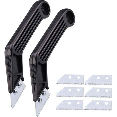 Handheld Grout and Tile Adhesive Removal Tool, Hard Material, Durable 2pcs (5pcs Set (Combination of Black Tapered Handle Scraper + 3 Replacement Blades) MUMU (1/4)