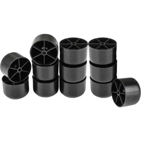 12Pieces Noir Meuble Pieds de Jambe 50x35mm Plastique Rond pour Canapé Canapé (1/2)