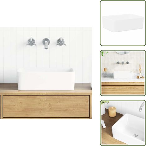 Lavabo 40x30x13 cm Céramique Blanc - Lavabo Céramique - Lavabo Rectangle - Lavabo Salle De Bain - Meuble Salle De Bain - Évier Salle De Bain (1/5)