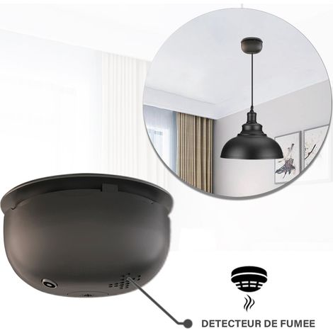 Détecteur de fumée 2 en 1 noir – Alimentation pile lithium intégrée – Puissance sonore 85dB – Montage mural ou plafonnier – Sampa (1/3)