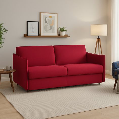Divano Fisso 3 Posti Severo, Sfoderabile, Lavabile Made in Italy, Braccioli, 200x95 cm Rosso (1/4)