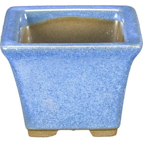 Vaso per bonsai Giapponese Morrisan quadrato in gres smaltato azzurro 5,5x5,5x4,5 cm - B02-8-2A (1/4)