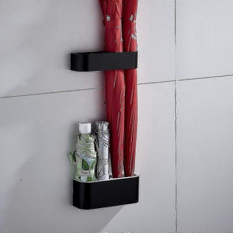 Support de parapluie de tente de sport avec bac de récupération d'eau, porte-parapluie mural réglable pour couloir, maison et bureau, édition noire 527 (1/4)