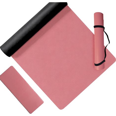 Relaxdays Tappetino yoga 5 mm, 68 x 183 cm, con cinghia, antiscivolo in PU, per yoga, pilates e fitness, rosa