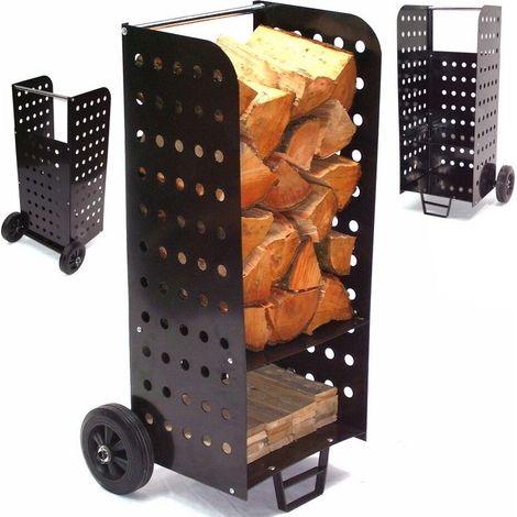 Kaminholzwagen XL Kaminholzkorb Holzwagen Holzkorb Feuerholz Kaminkorb Brennholz (1/5)