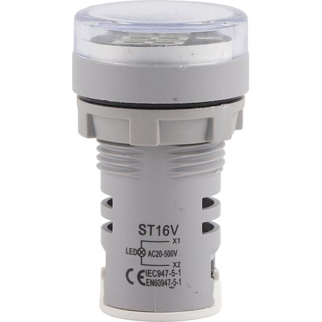Feu de signalisation LED rond Blanc, voyant voltmètre numérique AC avec affichage digital, indicateur lumineux 12V-24V, lampe témoin encastrable (1/5)