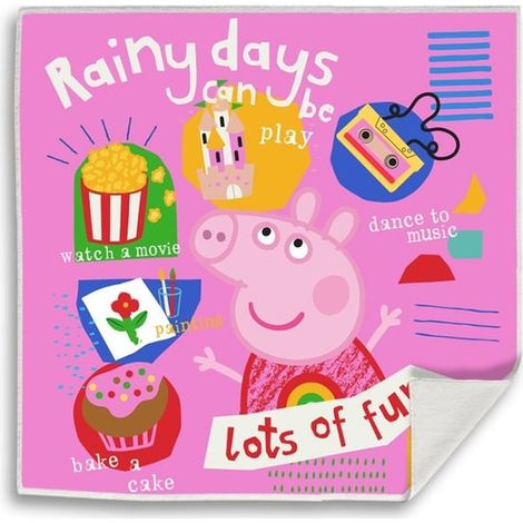 Serviette magique amusante Greta Pig, motif pluie, 30 x 30 cm