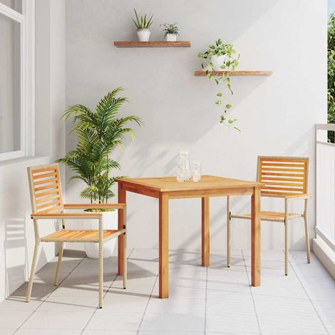 Garten Essgruppe 3 pcs Beige Massivholz Akazie