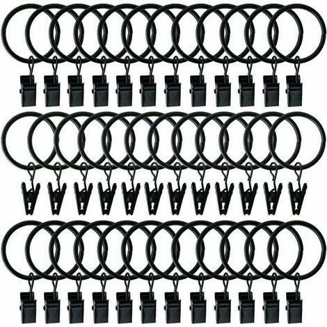 40 Pcs Rideau Crochets Anneaux de Douche Crochets décoratifs de Rideau de Douche Glissement Crochets (Black)