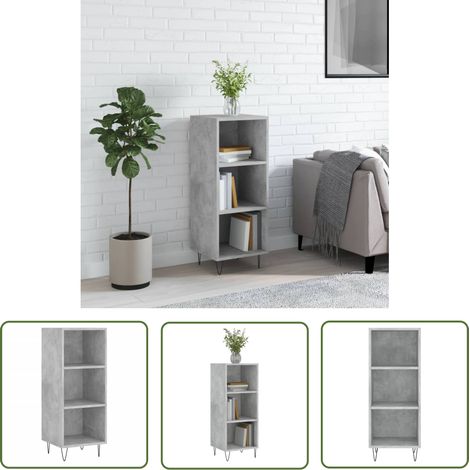 Furniture Limited - Buffet gris béton 34,5x32,5x90 cm bois d'ingé (1/5)