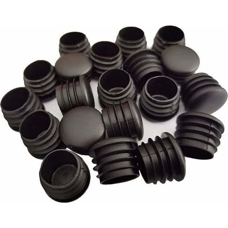 Tapa de extremo redonda de plástico, 20 piezas, tapa de tubo negra, tope para silla, deslizador de muebles/inserto de cubierta de tubo para pata (25 mm) (1/4)