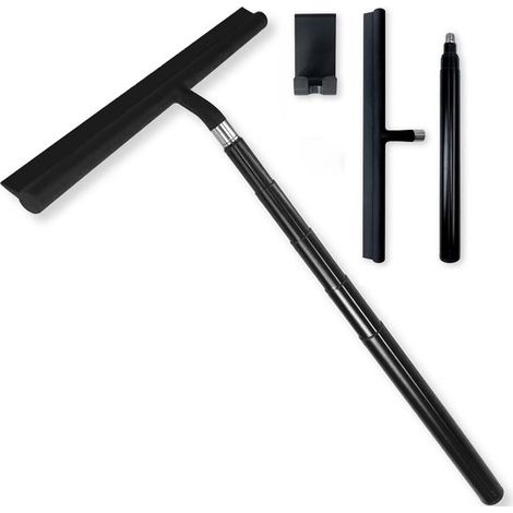 Escobilla de ducha extensible,Escobilla de ducha de silicona,Escobilla para ventanas con varilla extensible,Extensible de 26 a 97 cm,Negra (1/5)