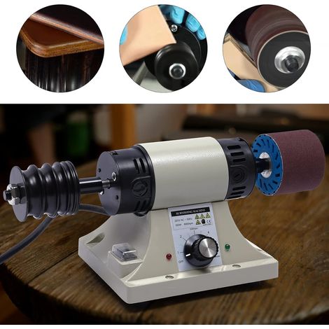 Leder Polierend Prägepolieren Maschine Rand Schleifen Gummi Polierer Elektrische Poliermaschine Leather Polisher alle Burnisher Mit Gürtel Elektrisch Schleifmaschine Poliergerät 350W 0-8000RPM (1/5)