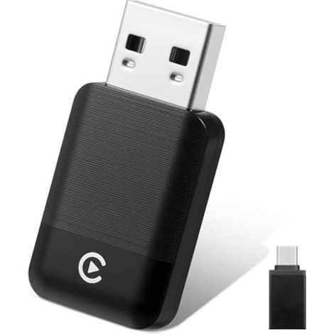 Adaptateur CarPlay sans Fil pour iPhone, Cle Car Play Dongle Convertissez Le Filaire en Wireless, Plug&Play avec USB/Typ-C, EZ Connect Bluetooth Carplay Compatible avec Apple iOS 10+ et Voiture 2016+ (1/5)