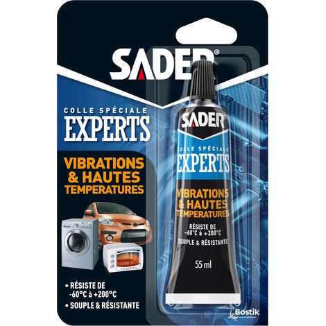 Sader Colle Vibrations et Hautes Températures – Colle Souple Extra Forte – Colle Hautes Températures Four – Idéale pour Éléctroménager, Automobile et Joints – Transparente – Tube de 55 ml (1/4)