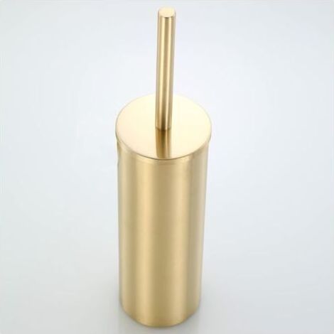 Brosse WC autoportante en métal, pour un nettoyage en profondeur de la salle de bain, anti-goutte et anti-obstruction (or brossé) (1/3)