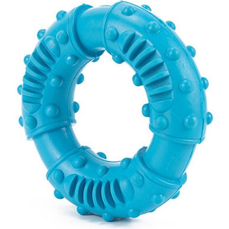 Zahnreinigungsring aus Gummi für Hunde, langlebig und rutschfest, blau. (1/5)