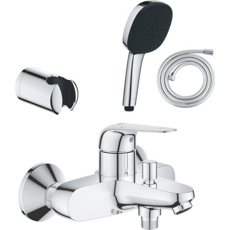 Pack mitigeur mécanique GROHE Swift + Douchette 2 jets GROHE Vitalio Comfort 110 + Flexible1750 mm et support