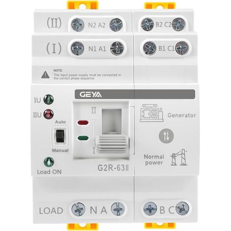 Miniatur-Doppelstrom-Umschalter. Elektrischer Wahlschalter zur unterbrechungsfreien Stromversorgung der Führungsschiene, 4-polig, 63 A, 220 V AC. (1/5)