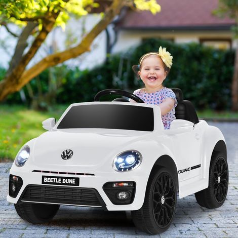 Voiture électrique enfant Volkswagen Beetle blanche 12 V avec télécommande 2,4G, éclairage et musique pour jardin (1/5)