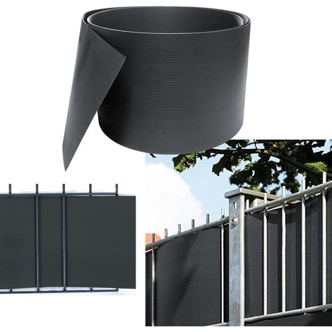 TolleTour Sichtschutz Zaun 2,5x0,19m Dunkelgrau 20 Stück Hart PVC wind- & wasserdicht für Doppelstabmatten (1/5)