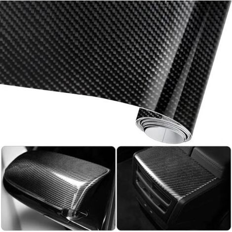 (2pcs)6D Film Autocollant Étanche de Voiture Adhésif Vinyle en Fibre de Carbone 1.57M x 0.3M Imperméable Antiadhésive pour Voiture,Ordinateur,Coque de Smartphone,Moto,Véhicule-Noir (1/5)