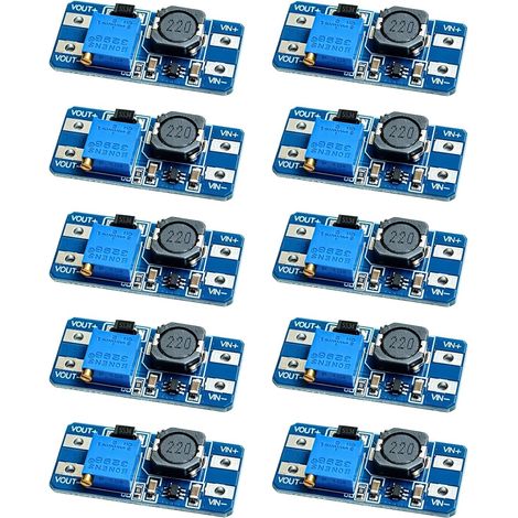 10 Pièces Convertisseur DC-DC, Step Up Boost Converter, Module Booster de Tension 2V-24V vers 5V-28V, Régulateur Élévateur 2A Max LED Ventilateur Moteur Alimentation DIY Projets Électroniques (1/5)